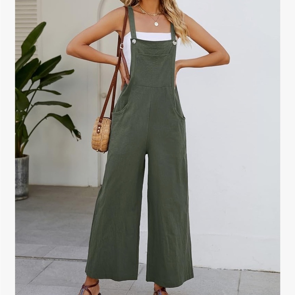 NWT Flygo 100% Cotton Bib Overalls Loose Fit Wide Leg Jumpsuits Romper XXL